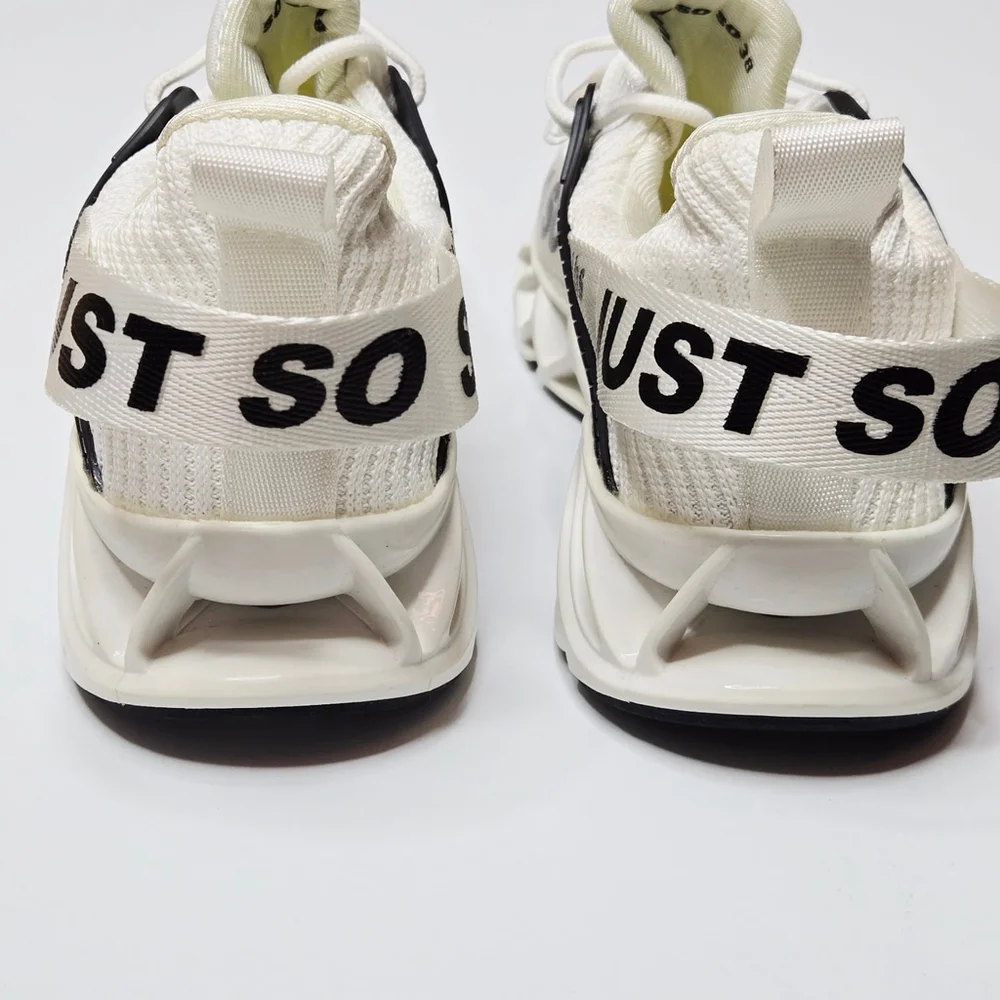 Just So So Women's White Black Fashion Gym Sneaker Shoes Sz 38 US 7.5/8